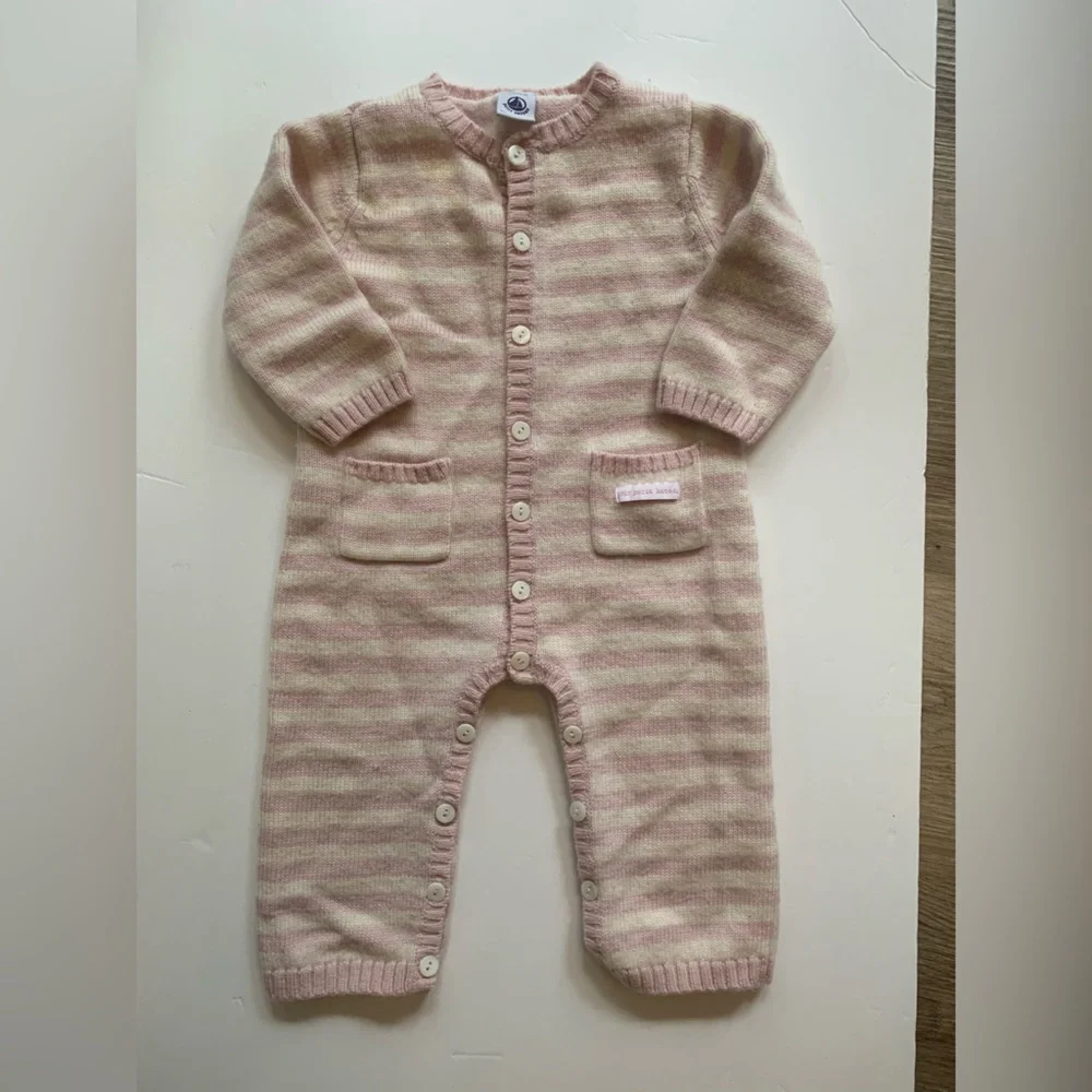 Petit Bateau pink striped onesie baby girl 12m - Picture 1 of 5